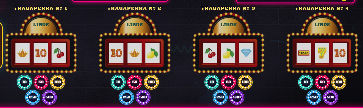 Las cuatro tragaperras del casino